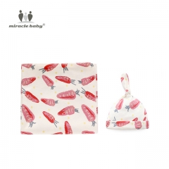 Baby Swaddle Blanket+Hat,Newborn Soft Cotton Muslin Cloth Swaddle Receiving Blanket Sets,Breathable Infant Shower Gifts Sets