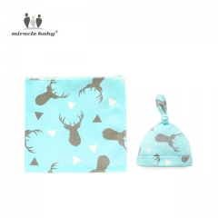 Baby Swaddle Blanket+Hat,Newborn Soft Cotton Muslin Cloth Swaddle Receiving Blanket Sets,Breathable Infant Shower Gifts Sets