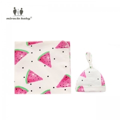 Baby Swaddle Blanket+Hat,Newborn Soft Cotton Muslin Cloth Swaddle Receiving Blanket Sets,Breathable Infant Shower Gifts Sets