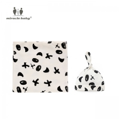 Baby Swaddle Blanket+Hat,Newborn Soft Cotton Muslin Cloth Swaddle Receiving Blanket Sets,Breathable Infant Shower Gifts Sets