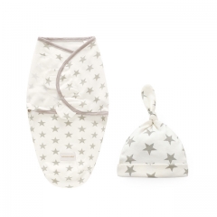 Baby Swaddle Blanket and Hat Set,Adjustable Infant Baby Wrap Set,Receiving Blankets for 0-6 Months