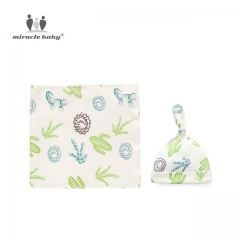 Baby Swaddle Blanket+Hat,Newborn Soft Cotton Muslin Cloth Swaddle Receiving Blanket Sets,Breathable Infant Shower Gifts Sets