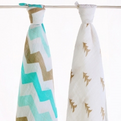 2 Pack Organic Cotton Muslin Swaddle Blankets,Receiving Blankets,Swaddling Wrap Gift Set