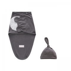 Swaddle Blanket and Hat for Infant , Baby Swaddle Wrap Set,Soft cotton receiving Blankets