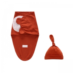Swaddle Blanket and Hat for Infant , Baby Swaddle Wrap Set,Soft cotton receiving Blankets