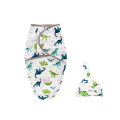 Swaddle Blanket and Hat for Infant , Baby Swaddle Wrap Set,Soft cotton receiving Blankets