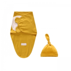 Swaddle Blanket and Hat for Infant , Baby Swaddle Wrap Set,Soft cotton receiving Blankets