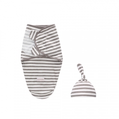 Swaddle Blanket and Hat for Infant , Baby Swaddle Wrap Set,Soft cotton receiving Blankets