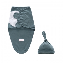 Swaddle Blanket and Hat for Infant , Baby Swaddle Wrap Set,Soft cotton receiving Blankets
