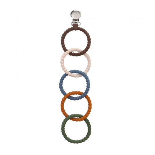 Baby Teething Aid with Clip, 2 Pack - Silicone Teething Ring, BPA-Free, Multi-Colored, Teether