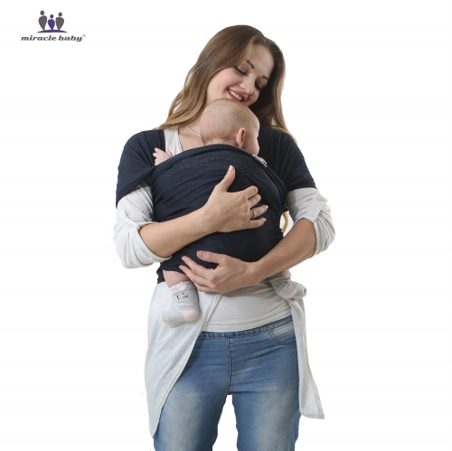 MIRACLE BABY Breathable Mesh Baby Wrap Carrier, Lightweight Infant Sling, Adjustable Baby Carrying Sling for Newborn to Toddler, Soft Stretchy Baby Ca